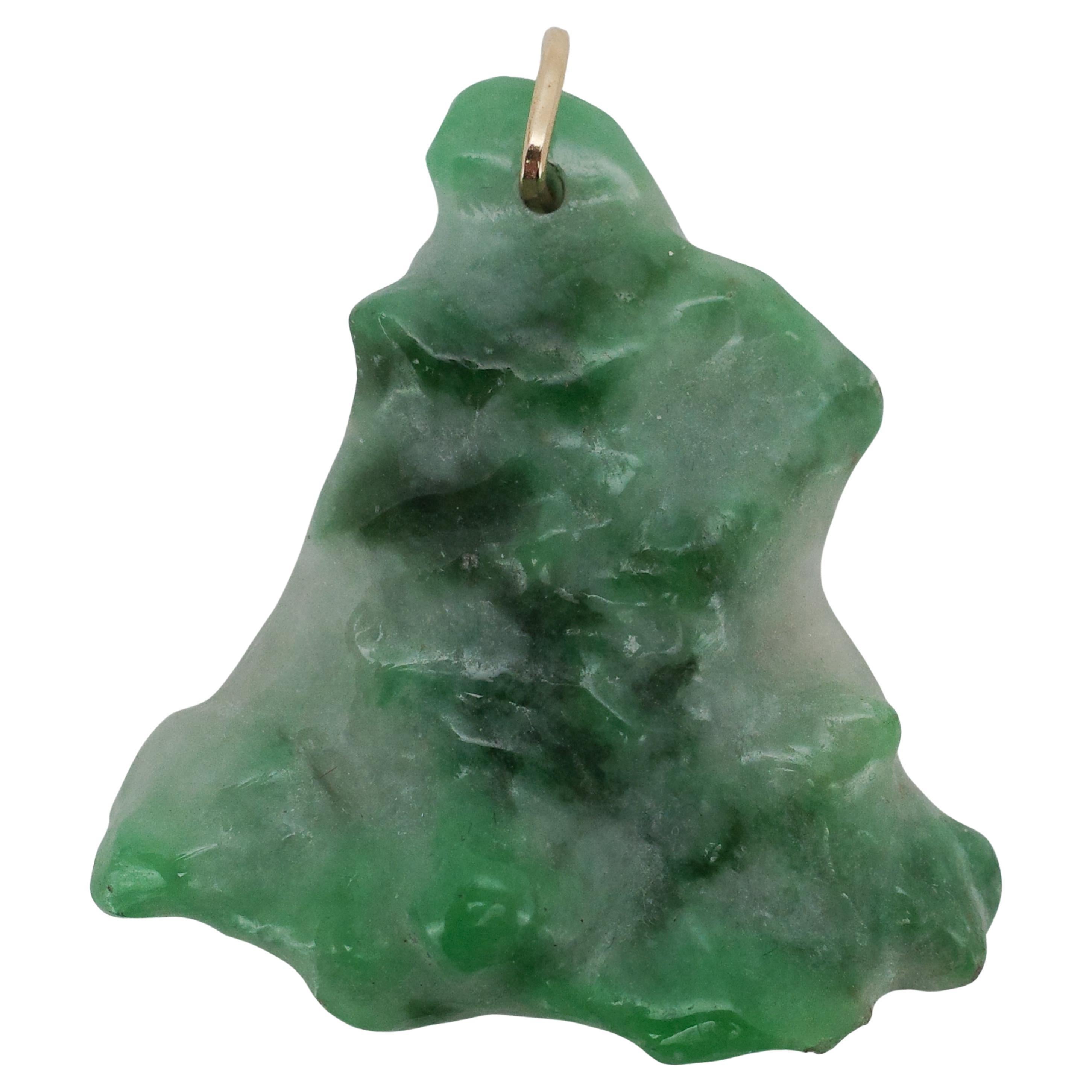 Emerald Green Fine Jadeite Jade Pendant Freeform Carving Certified Untreated