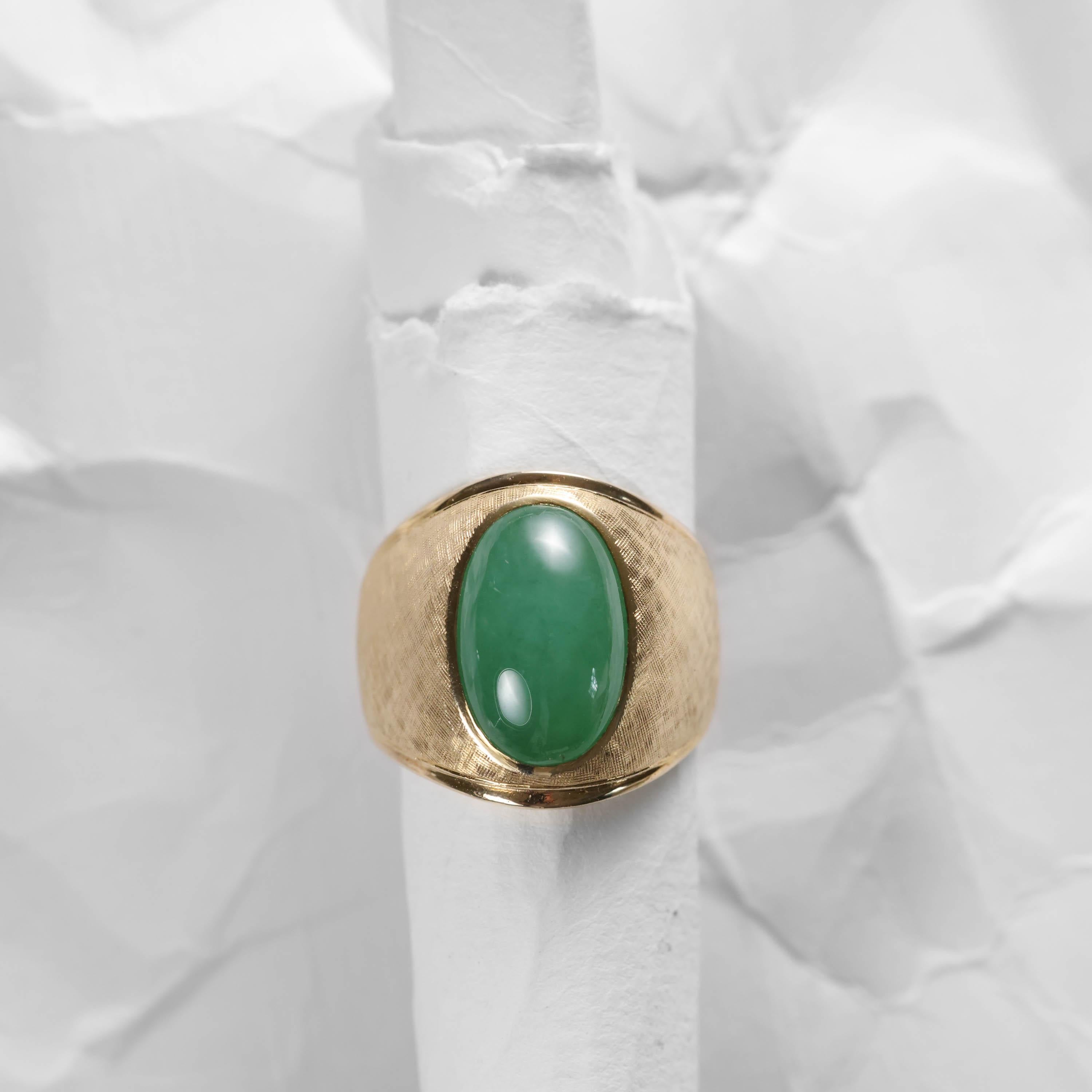 Glassy Jade Ring Midcentury Highly Translucent Certified Untreated Size 10 4