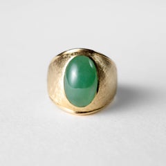 Glassy Jade Ring Midcentury Highly Translucent Certified Untreated Size 10