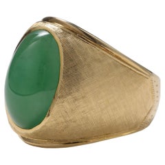 Glasierter Jade-Ring aus der Mitte des Jahrhunderts hochtransluzent zertifiziert unbehandelt Größe 10