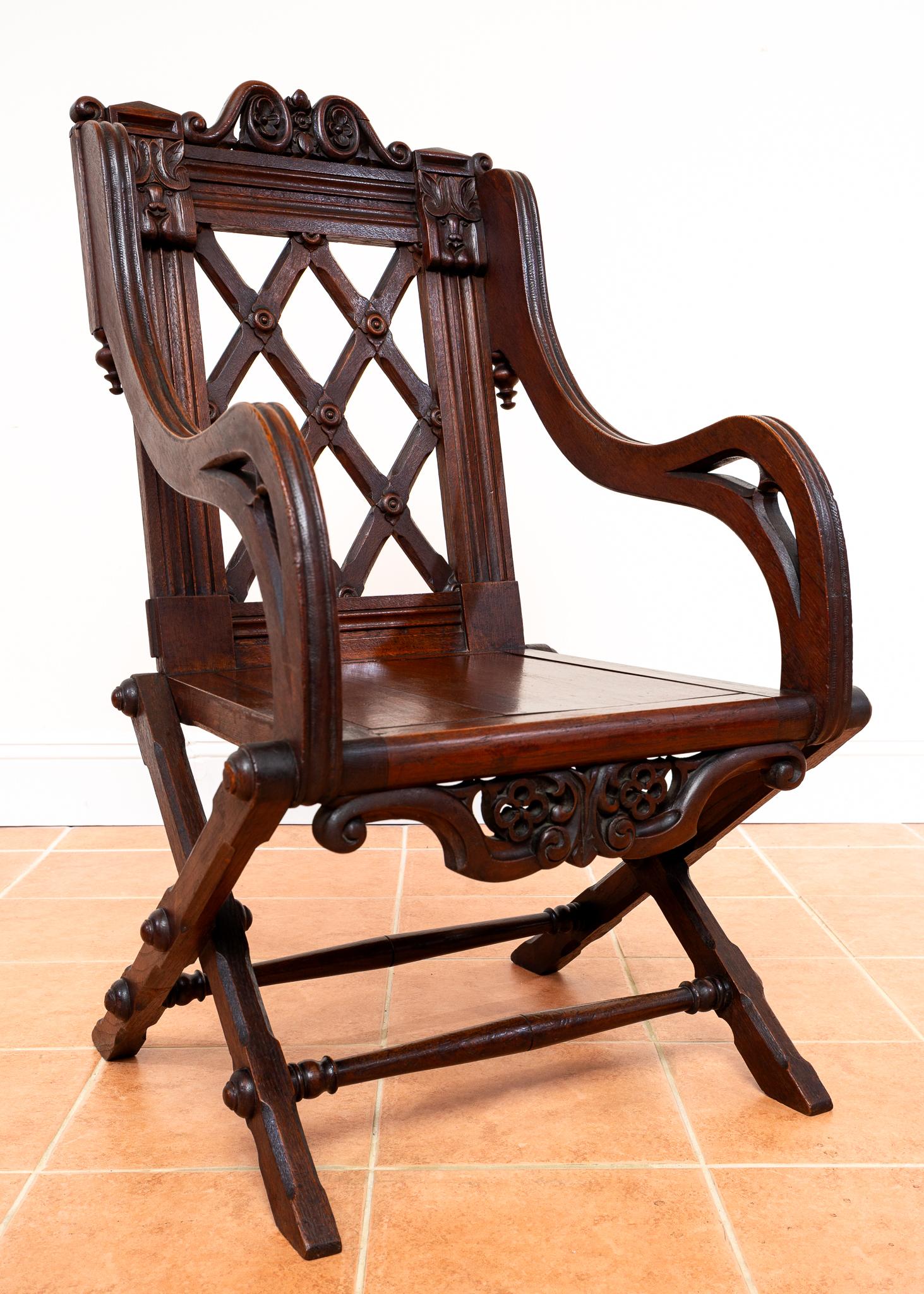 Glastonbury-Stuhl 1830 Throne Hall Statement-Stuhl Bridgens Eiche Gotik Revival im Angebot 2