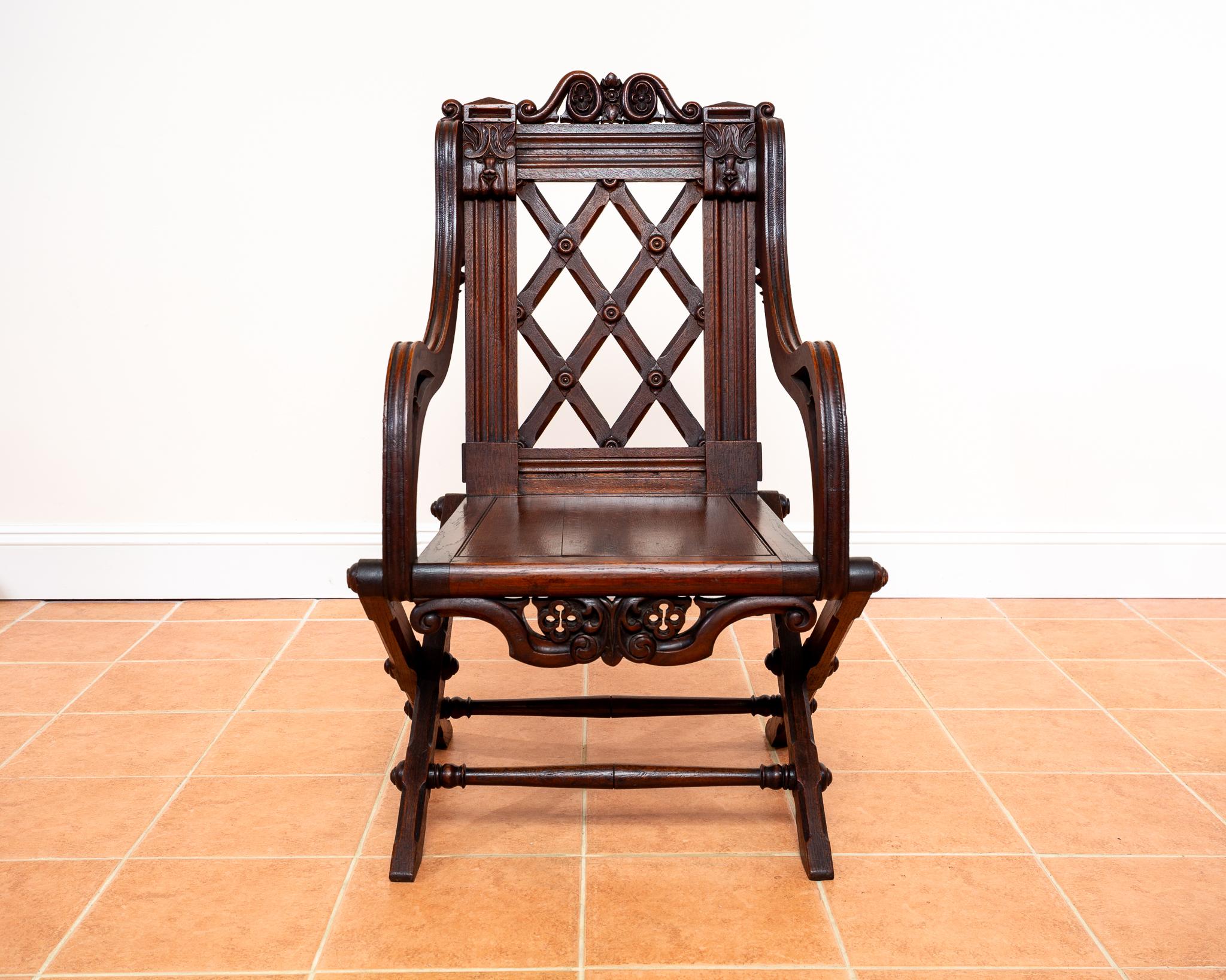 Glastonbury-Stuhl 1830 Throne Hall Statement-Stuhl Bridgens Eiche Gotik Revival im Angebot 4