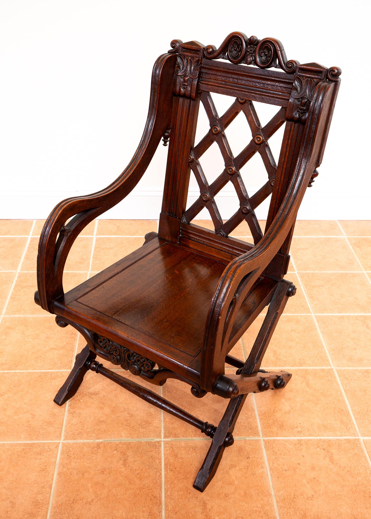 Glastonbury-Stuhl 1830 Throne Hall Statement-Stuhl Bridgens Eiche Gotik Revival im Angebot 5