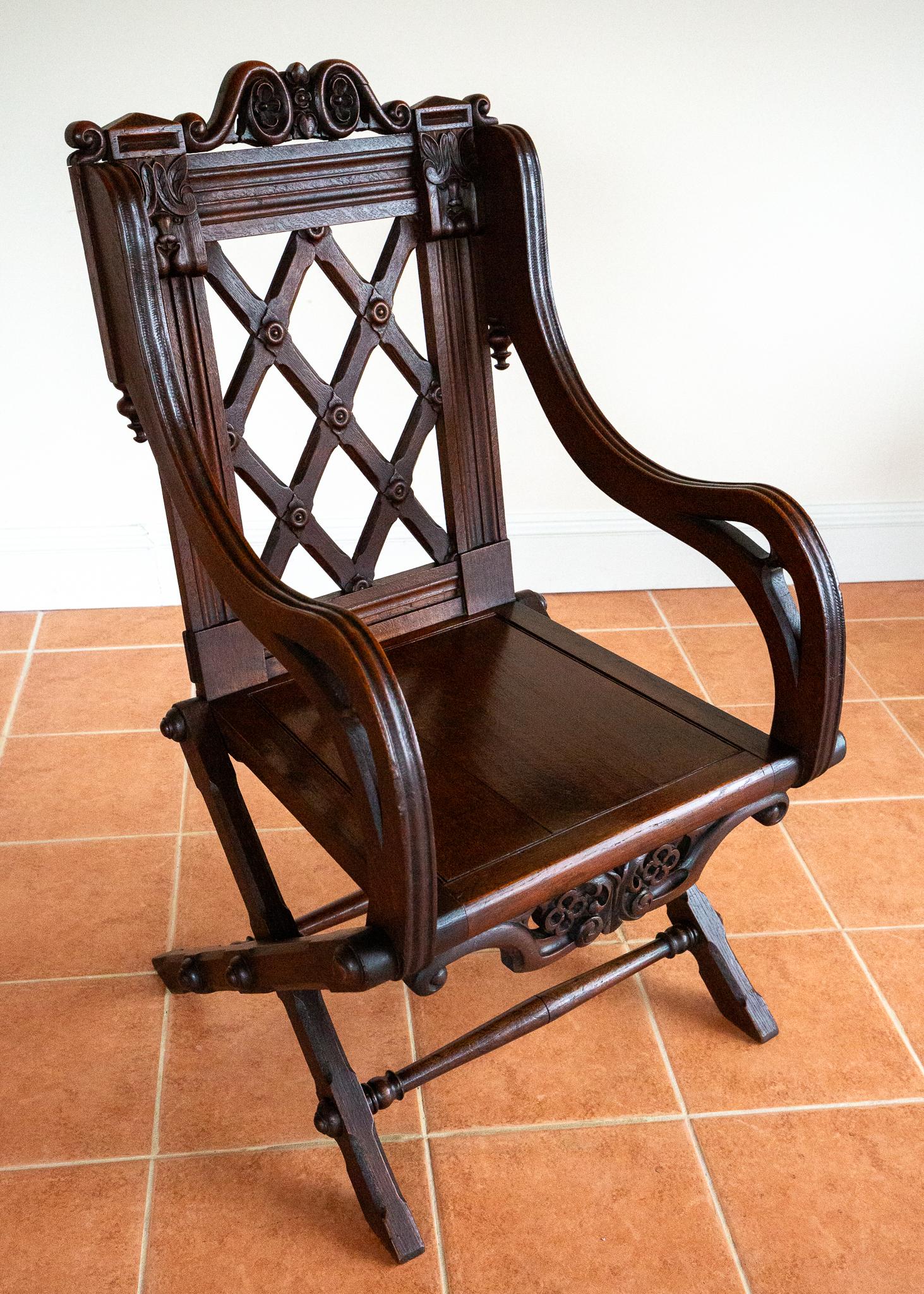 Glastonbury-Stuhl 1830 Throne Hall Statement-Stuhl Bridgens Eiche Gotik Revival im Angebot 7
