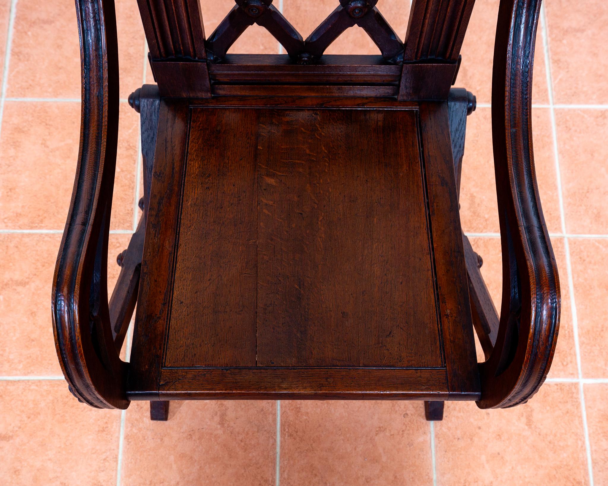 Glastonbury-Stuhl 1830 Throne Hall Statement-Stuhl Bridgens Eiche Gotik Revival im Angebot 10