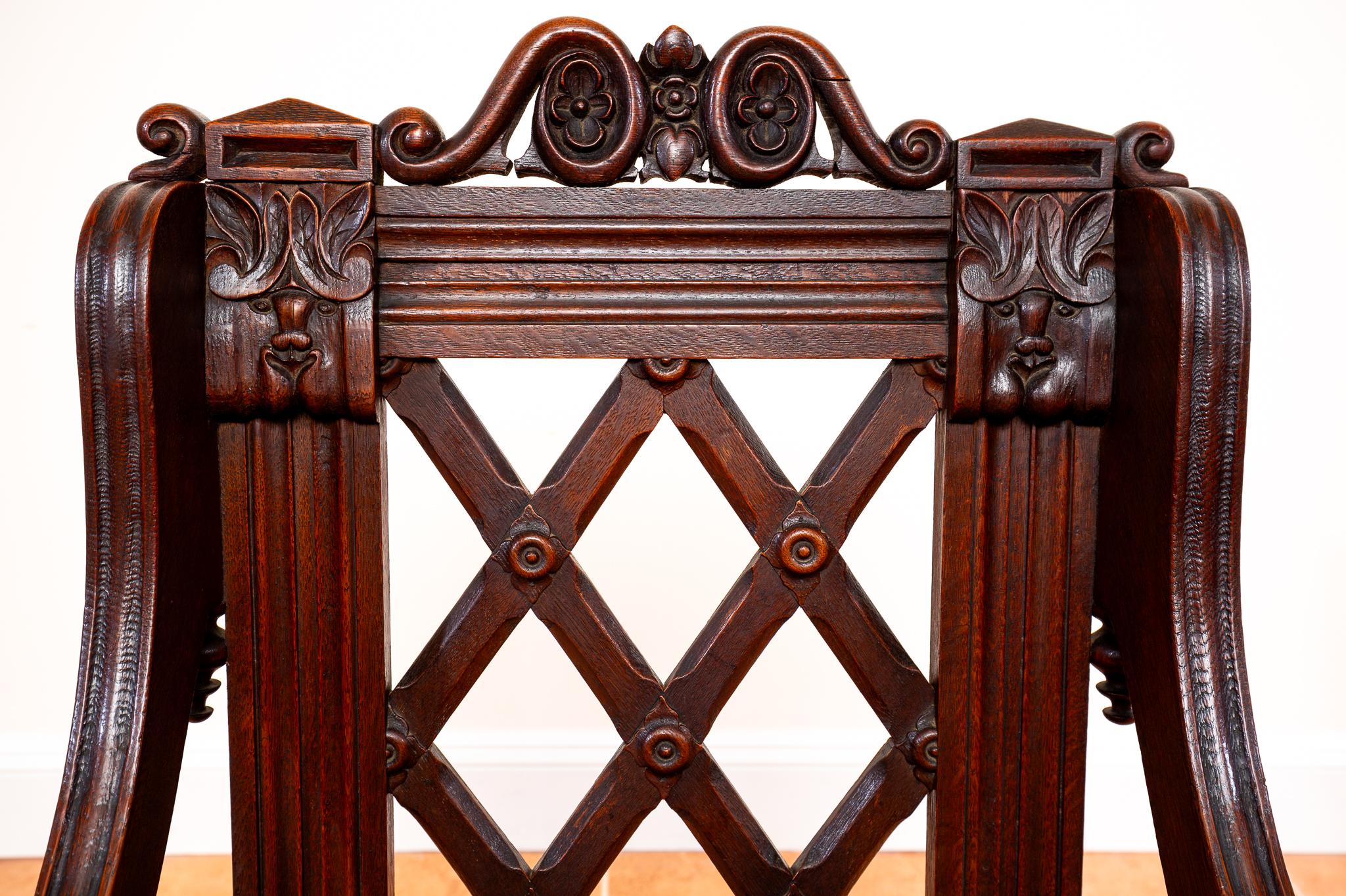 Glastonbury-Stuhl 1830 Throne Hall Statement-Stuhl Bridgens Eiche Gotik Revival (Neugotik) im Angebot