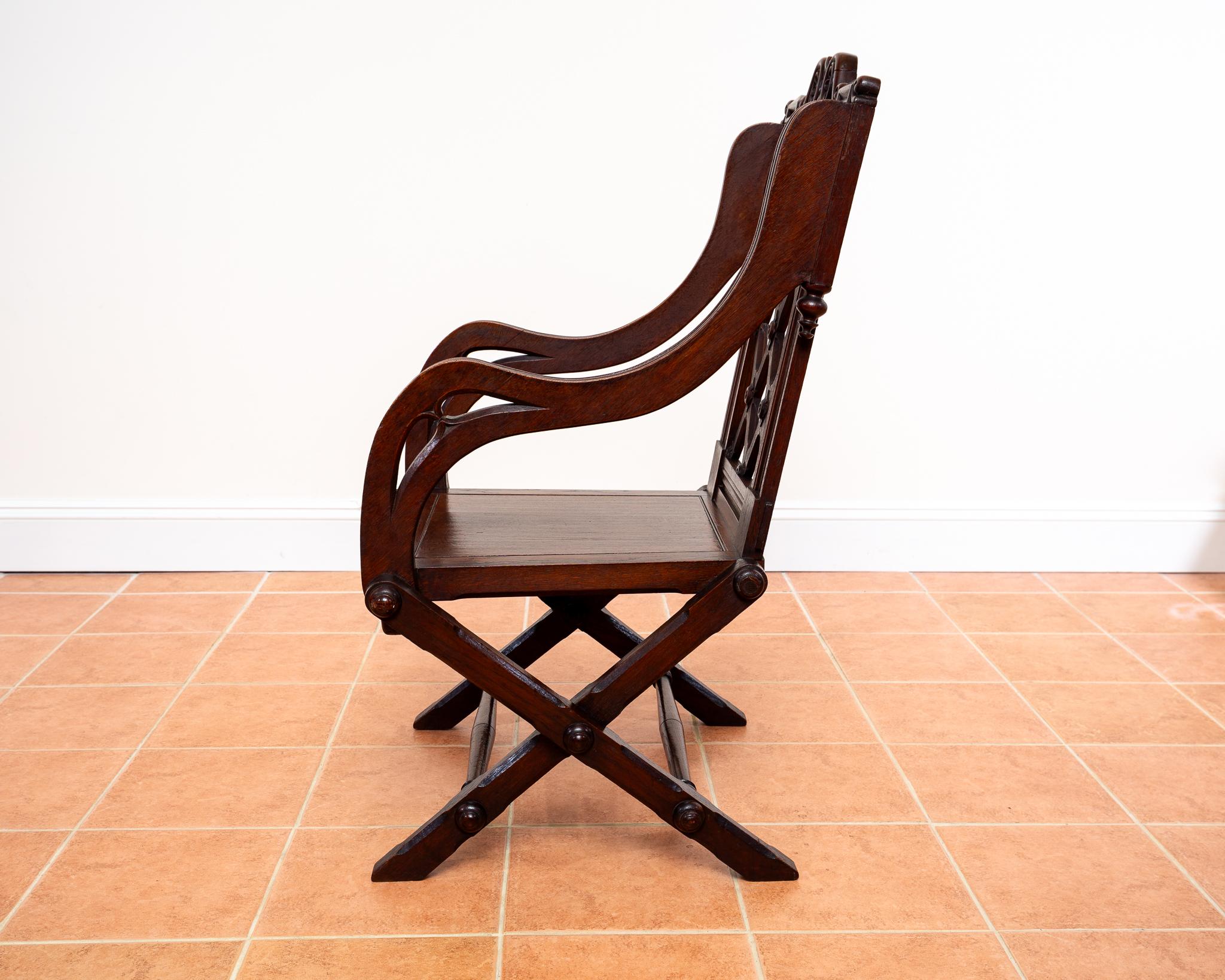 Glastonbury-Stuhl 1830 Throne Hall Statement-Stuhl Bridgens Eiche Gotik Revival (Eichenholz) im Angebot