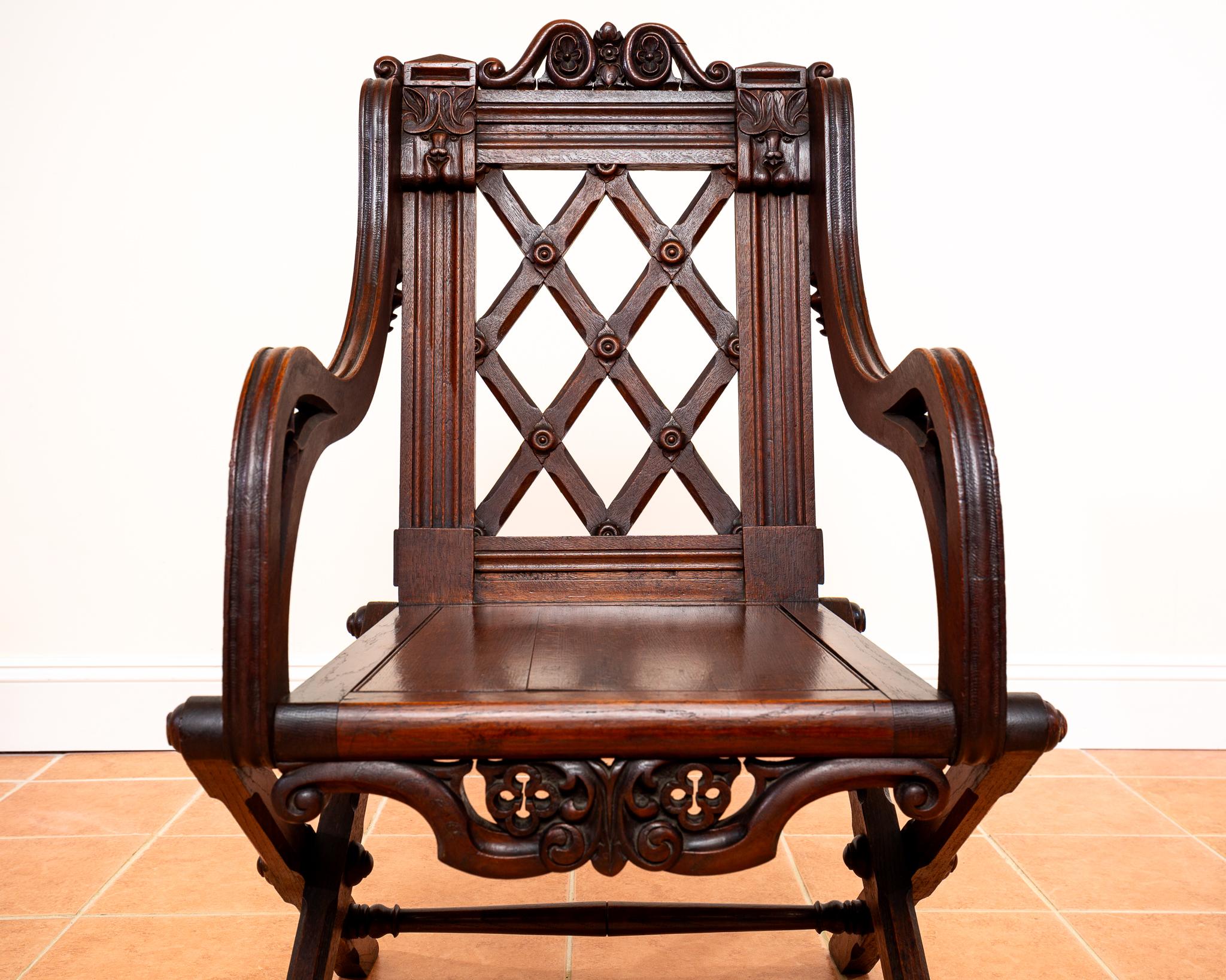 Glastonbury-Stuhl 1830 Throne Hall Statement-Stuhl Bridgens Eiche Gotik Revival im Angebot 1