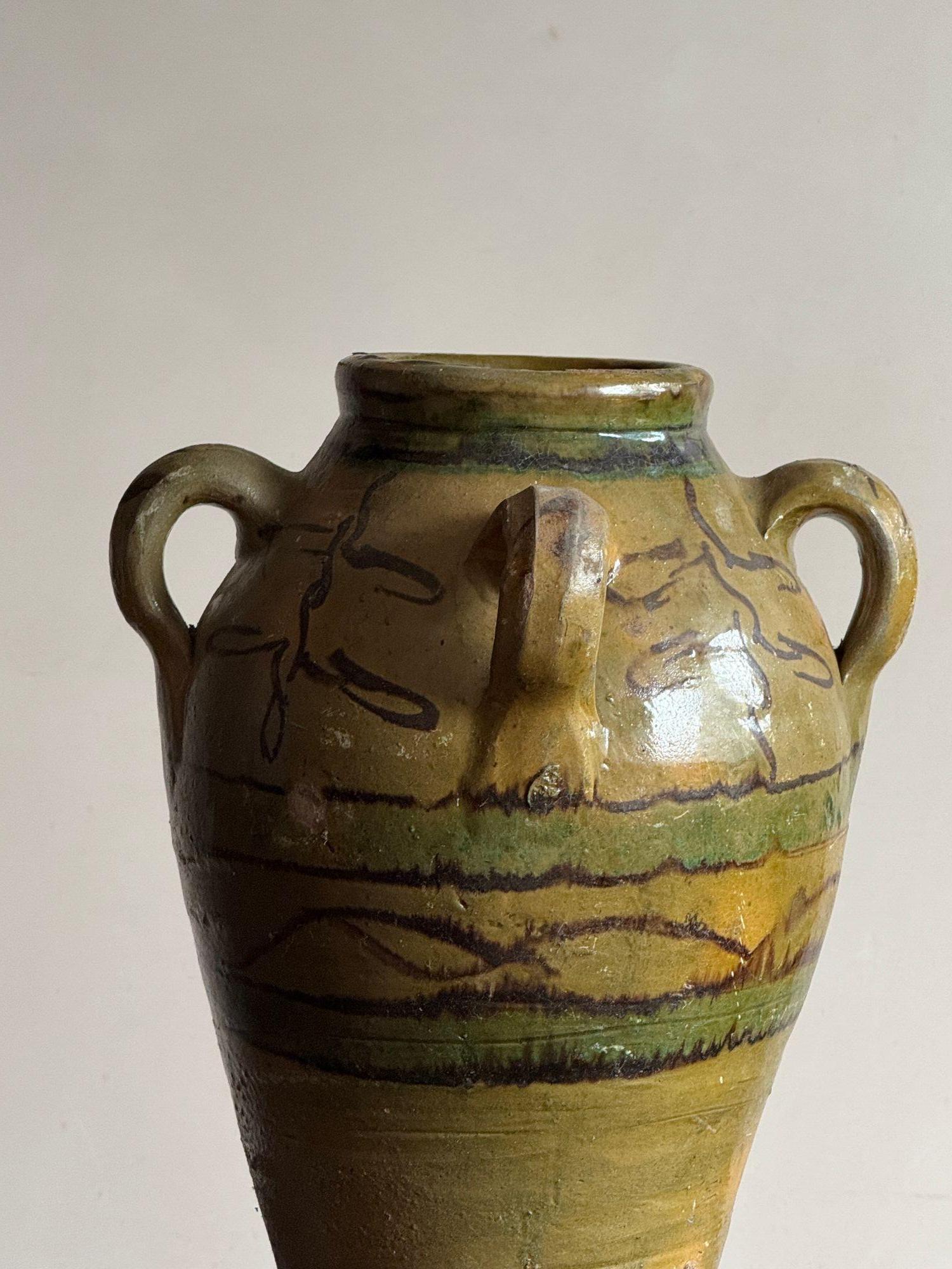 19th Century Glazed Amphora Vessel For Sale