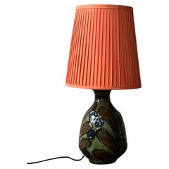 Glazed And Decorated Earthenware Lamp, By Herman August Kahler, Signed & Stamped