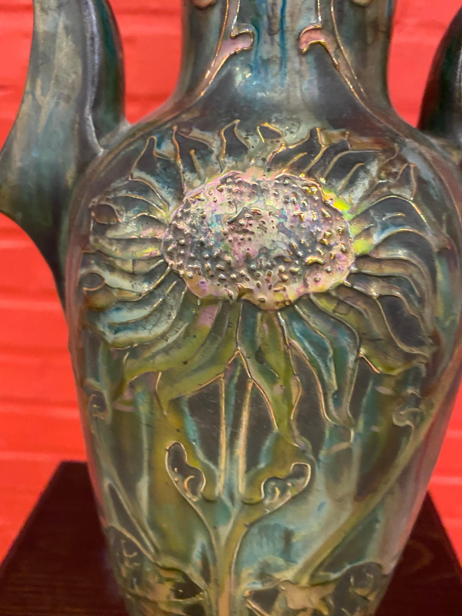 Glazed and Iridescent Ceramic, circa 1900/1920 in the Style of Massier For Sale 2