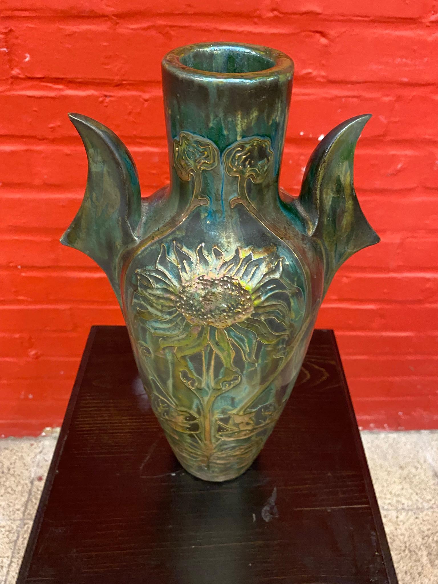Glasierte und schillernde Keramik, um 1900/1920, im Stil von Massier im Angebot 3