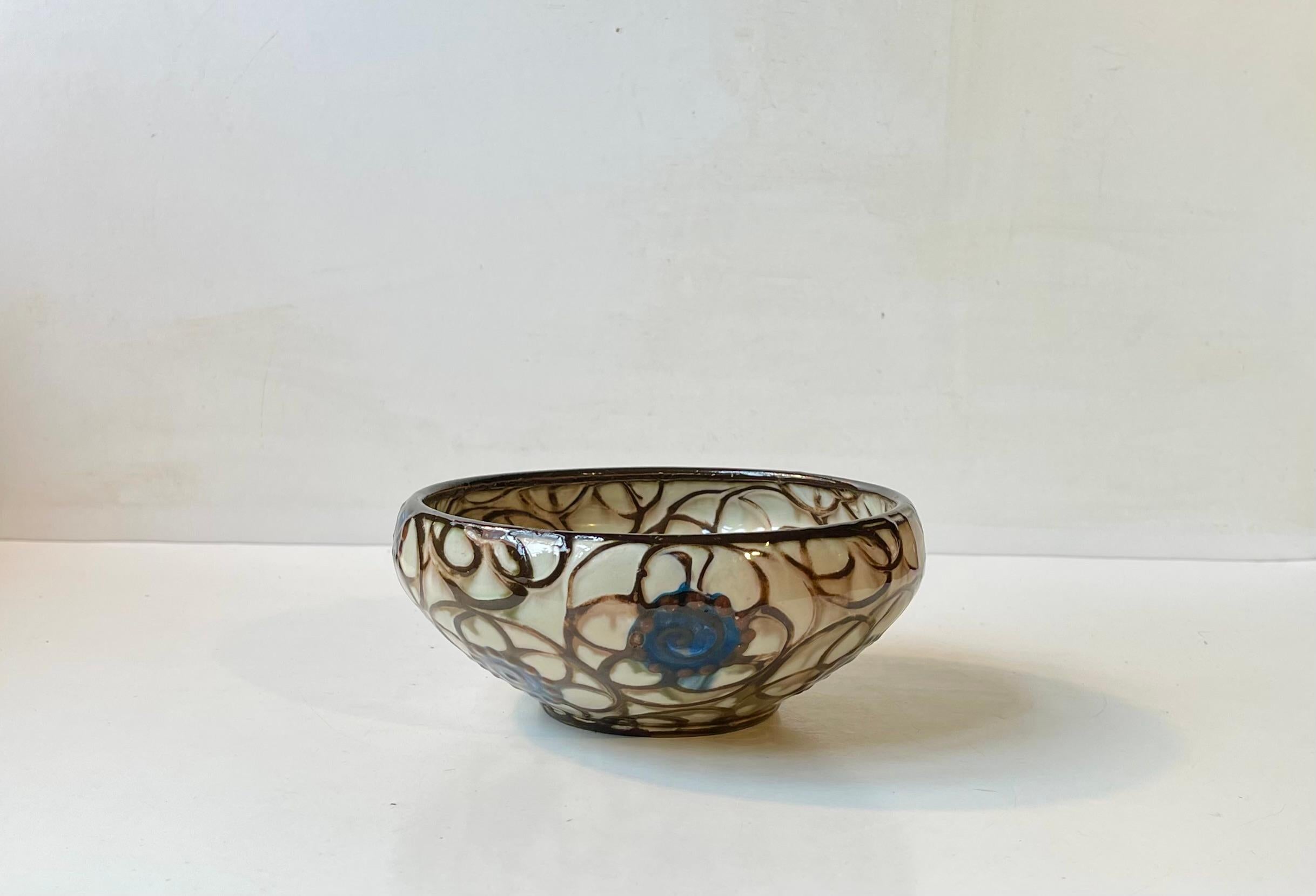 Danish Glazed Art Deco Pottery Bowl by Herman August Kähler, 1920s For Sale