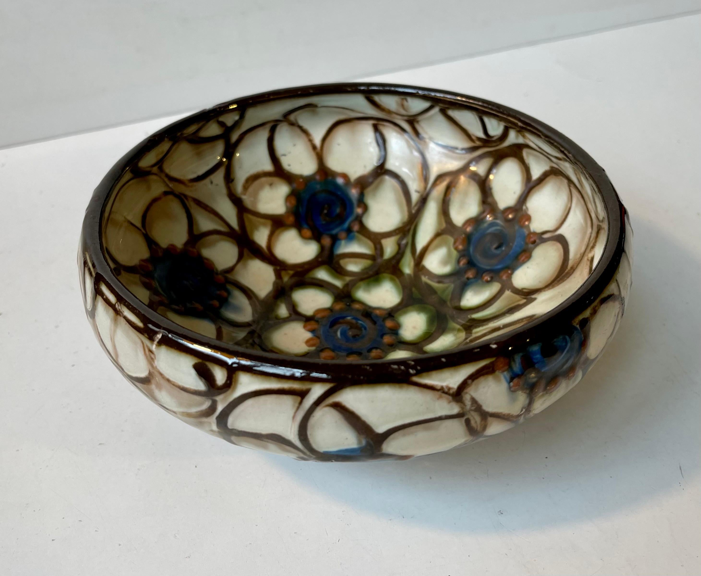 Glazed Art Deco Pottery Bowl by Herman August Kähler, 1920s For Sale 2