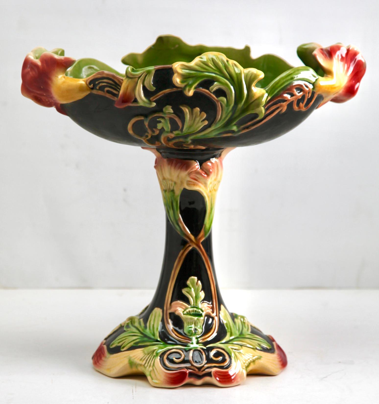 Mid-20th Century Glazed Art Nouveau Centerpiece Planter Jardinière, 1930s For Sale