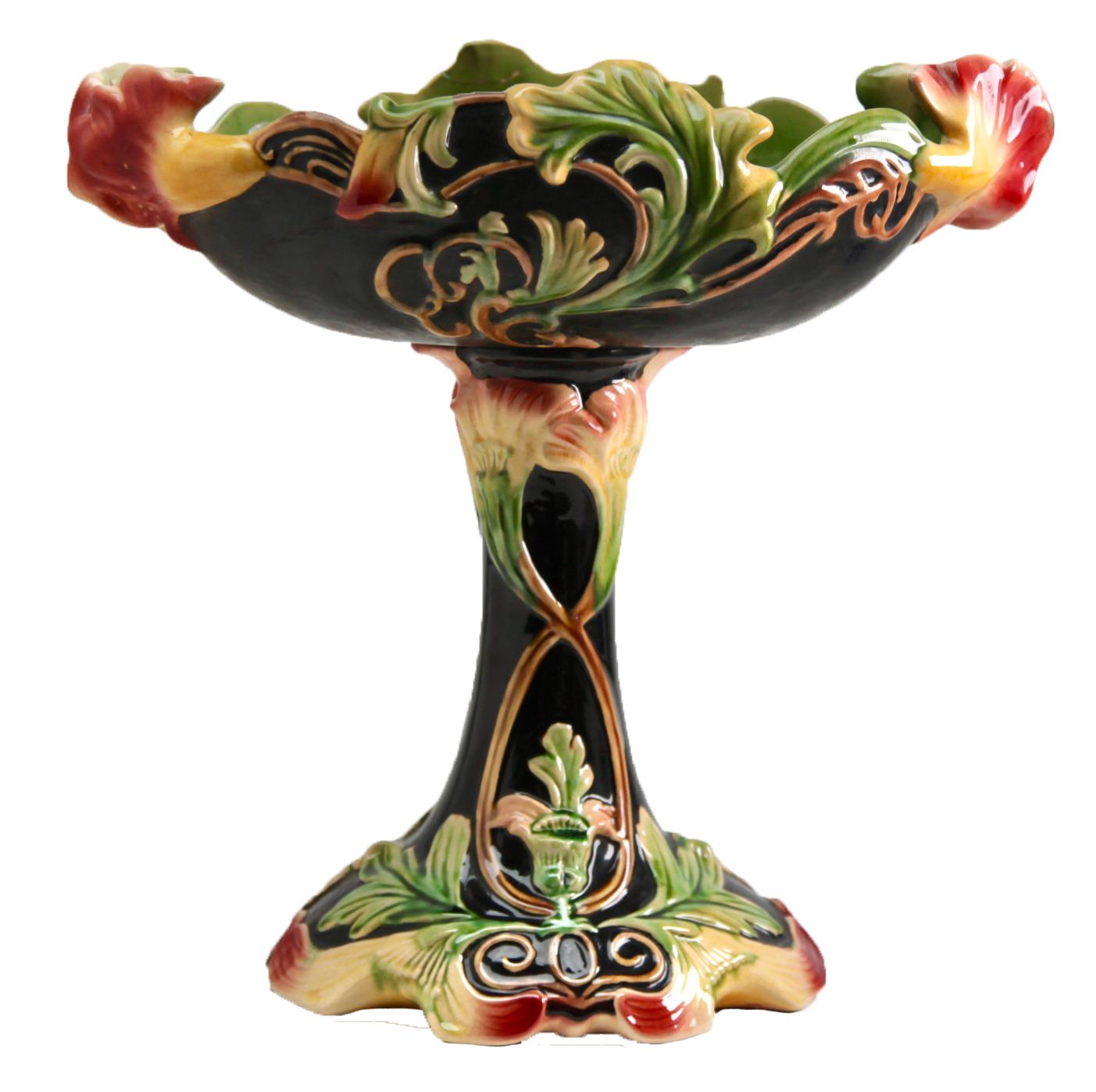 Majolica Glazed Art Nouveau Centerpiece Planter Jardinière, 1930s For Sale