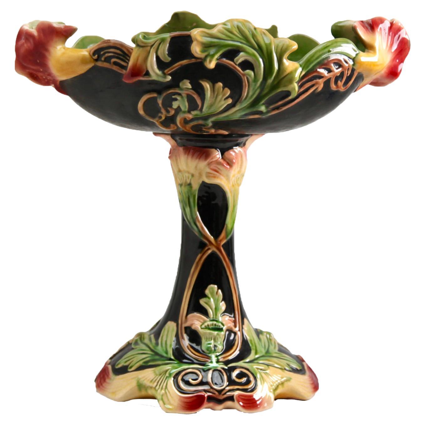 Jardinière de centre de table Art Nouveau émaillée, années 1930