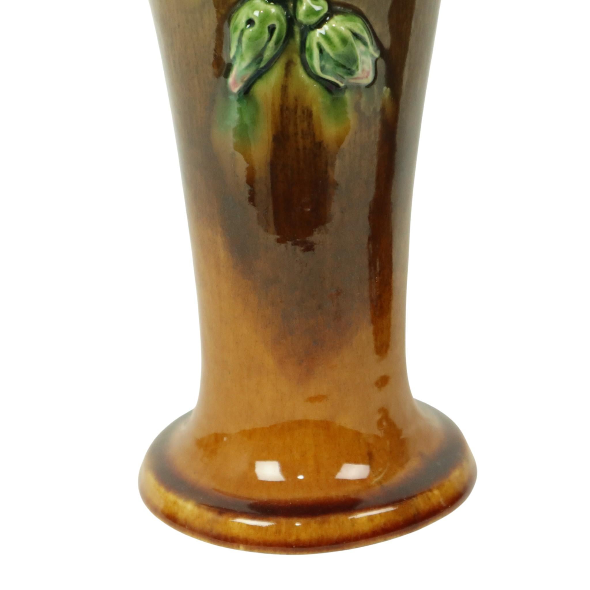 Vasi in maiolica Art Nouveau smaltata Rose HTB 37cm 6