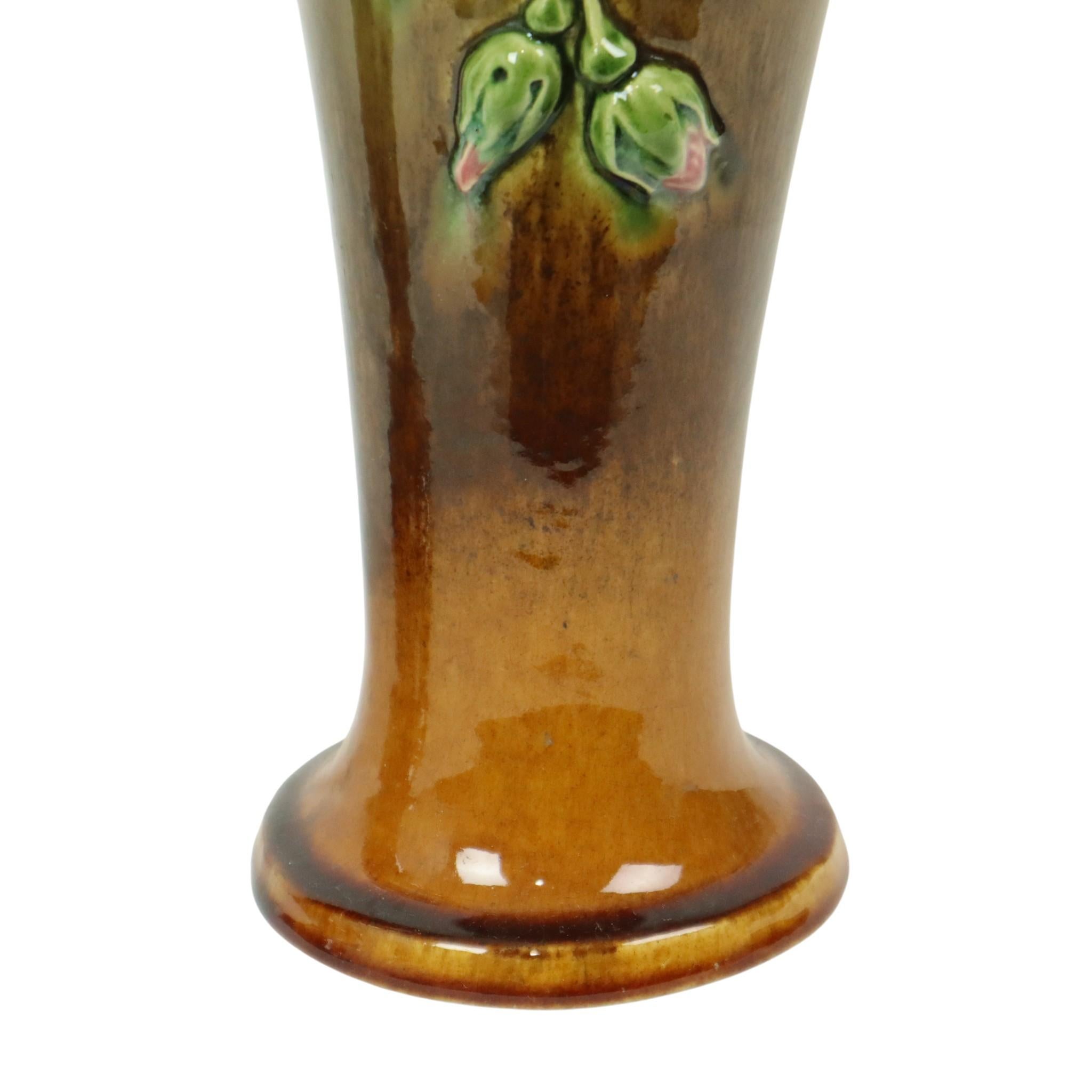 Vasi in maiolica Art Nouveau smaltata Rose HTB 37cm 8