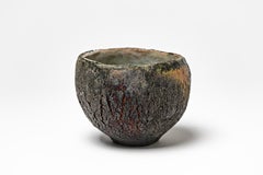 Ciotola in ceramica nera smaltata di Gisèle Buthod-Garçon, circa 1990