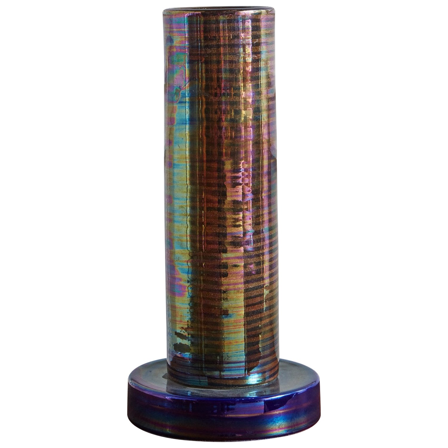 Glas glasierte blaue Keramikvase, Italien, 2004