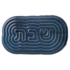 Shabbat (שבת) Glazed Blue High Temperature Ceramic Tray