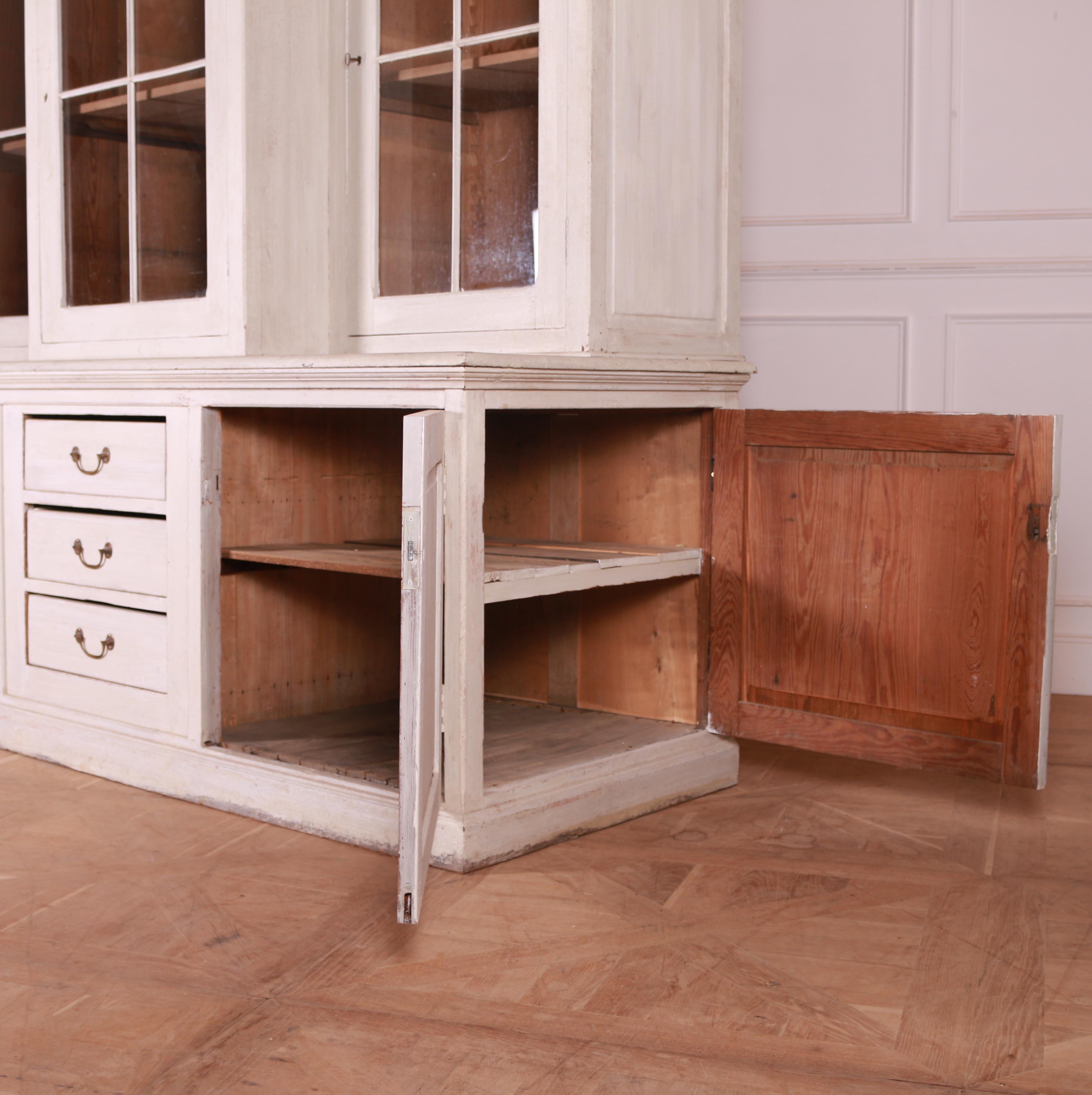 Pine Glazed Breakfront Kitchen Cabinet For Sale