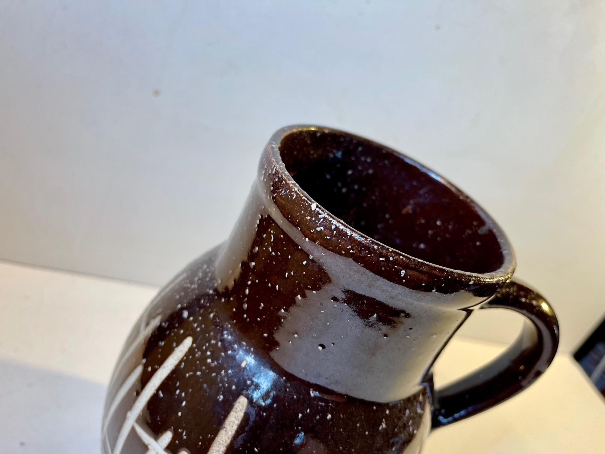 Glazed Brutalist Stoneware Jug by Keramo Kostelec, 1950s For Sale 1