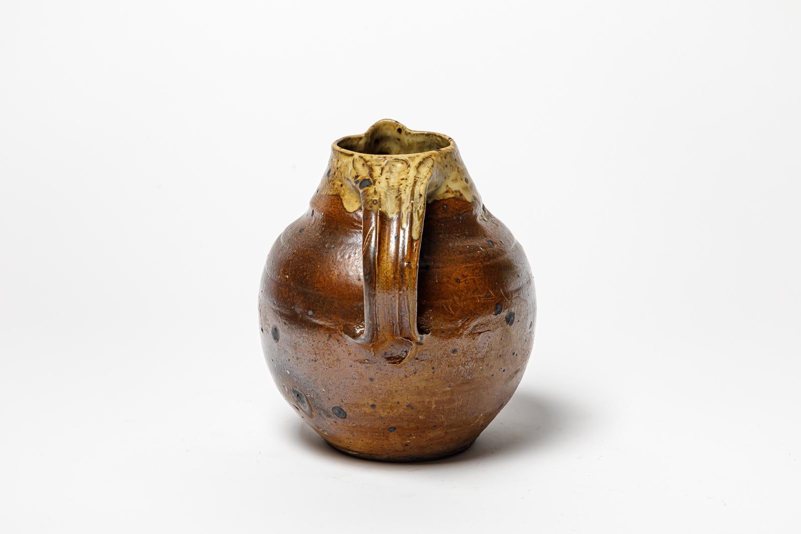 Beaux Arts  Glazed cemic pitcher by Jacky Coville, circa 1960-1970. For Sale