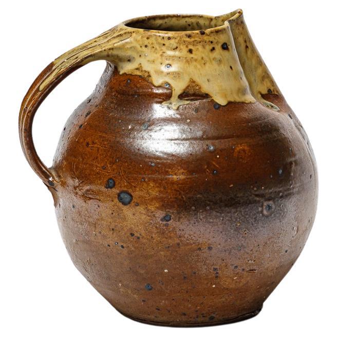  Glazed cemic pitcher by Jacky Coville, circa 1960-1970. For Sale