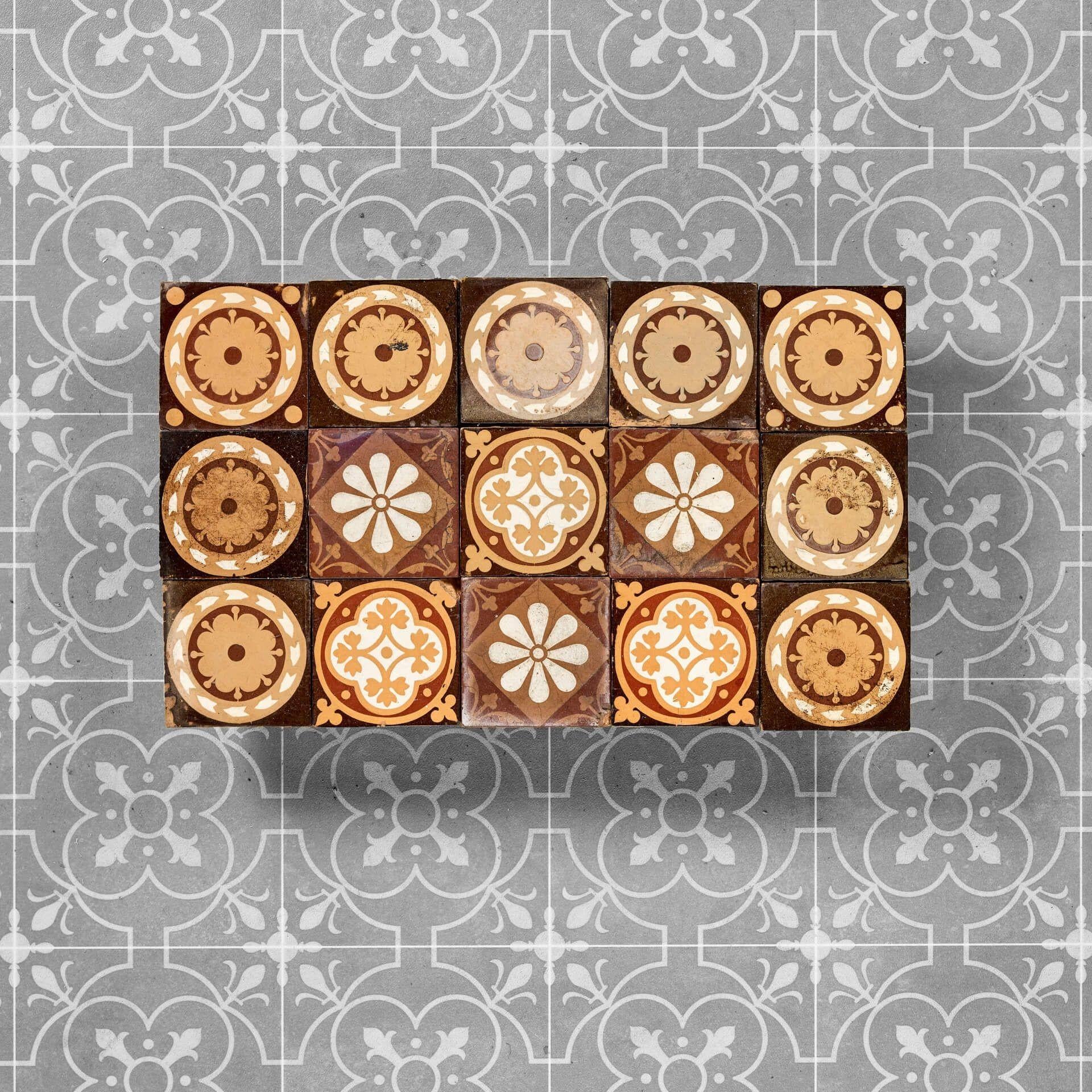 English Glazed Ceramic Antique Tile Backsplash For Sale