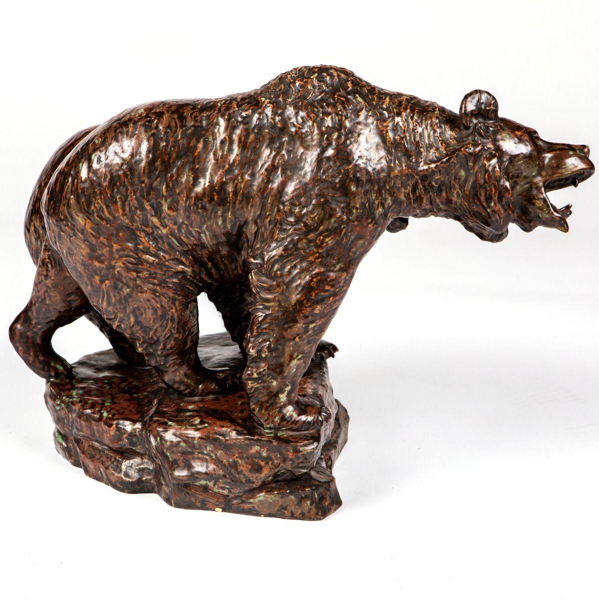 Moderne Sculpture d'ours en céramique émaillée de Carl Johan Bonnesen, Danemark en vente