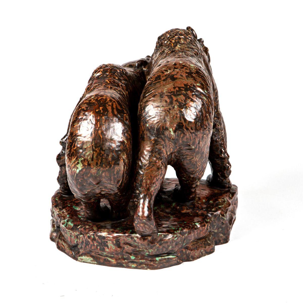 Danois Sculpture d'ours en céramique émaillée de Carl Johan Bonnesen, Danemark en vente