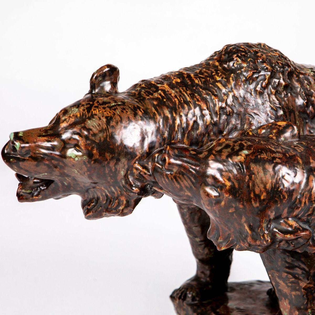Vernissé Sculpture d'ours en céramique émaillée de Carl Johan Bonnesen, Danemark en vente