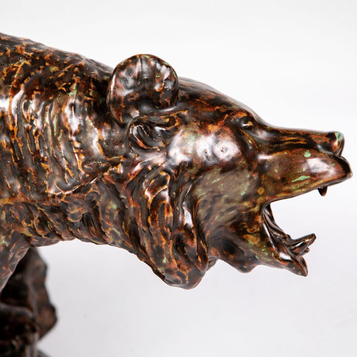 20ième siècle Sculpture d'ours en céramique émaillée de Carl Johan Bonnesen, Danemark en vente