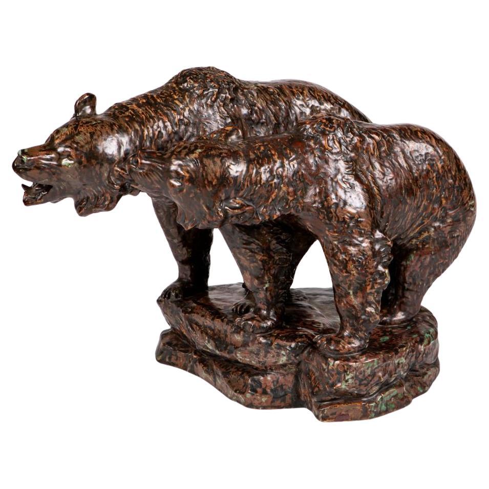 Escultura de cerámica esmaltada Oso de Carl Johan Bonnesen, Dinamarca