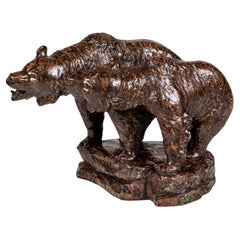 Escultura de cerámica esmaltada Oso de Carl Johan Bonnesen, Dinamarca