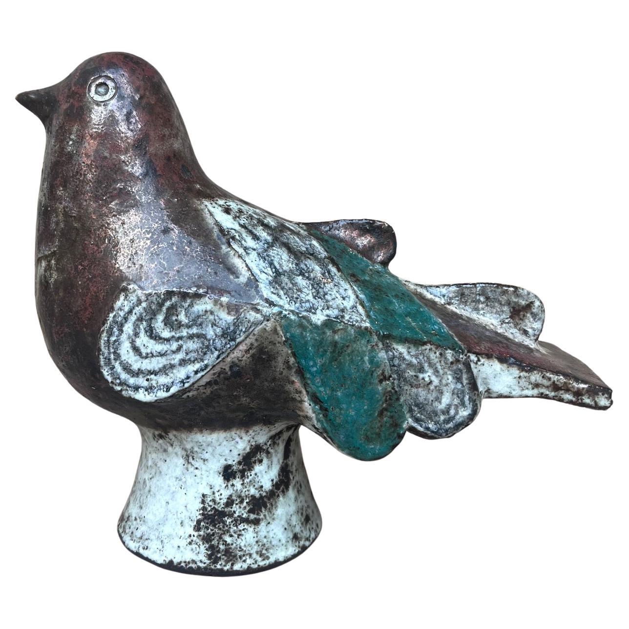 Glazed ceramic bird by Jean Derval, Vallauris