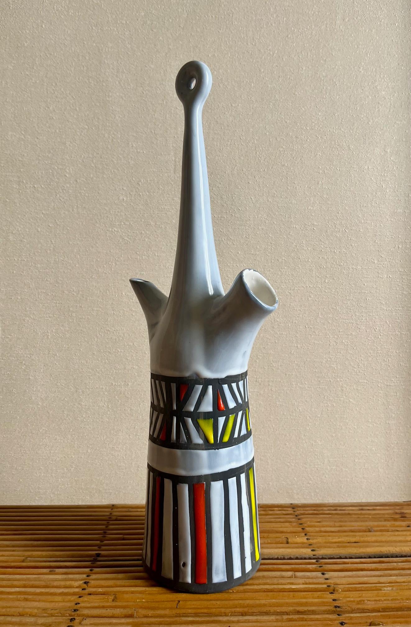 Glazed ceramic bottle or flask, Roger Capron, Vallauris. 1960  For Sale 3