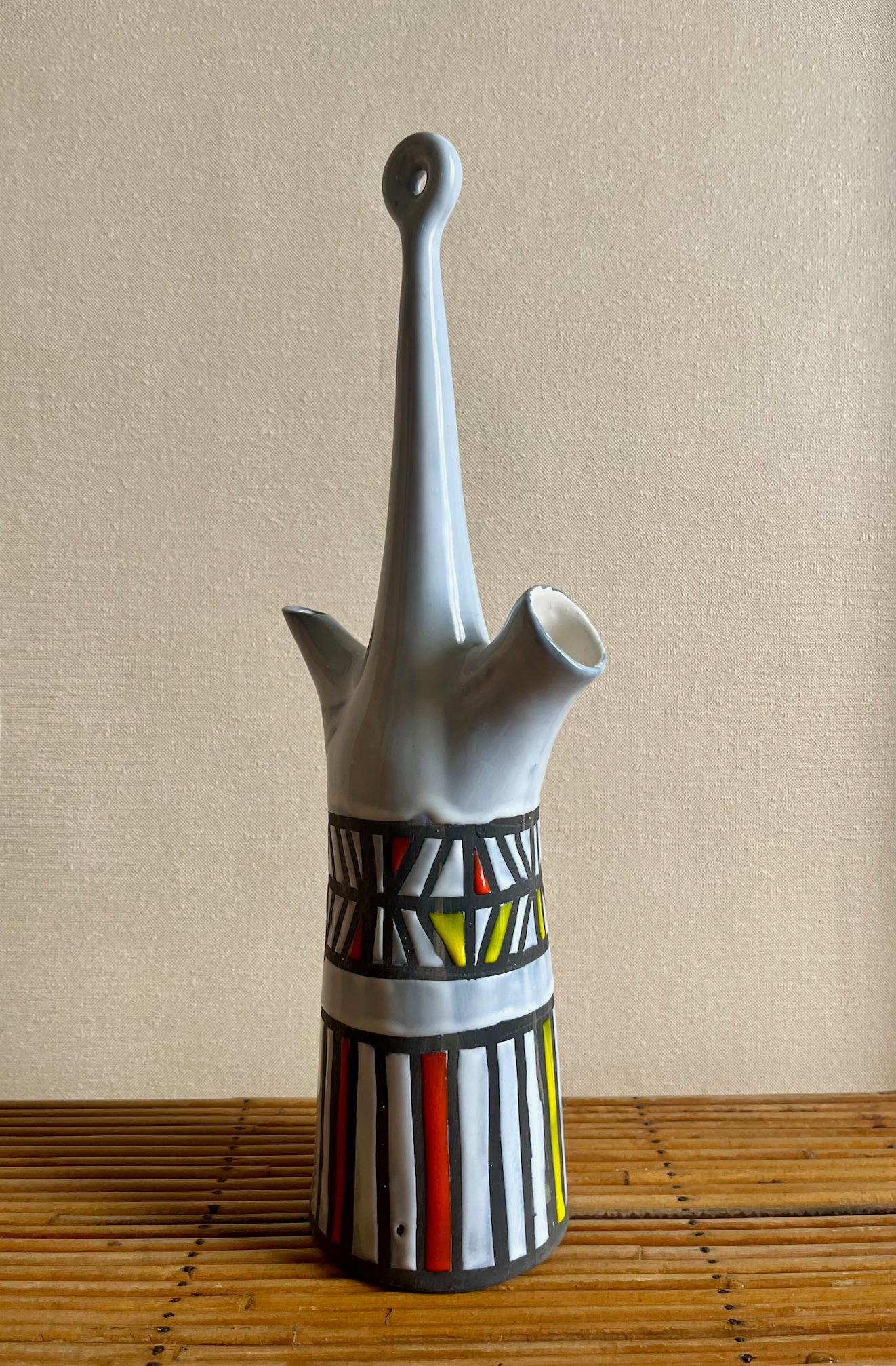 French Glazed ceramic bottle or flask, Roger Capron, Vallauris. 1960 For Sale