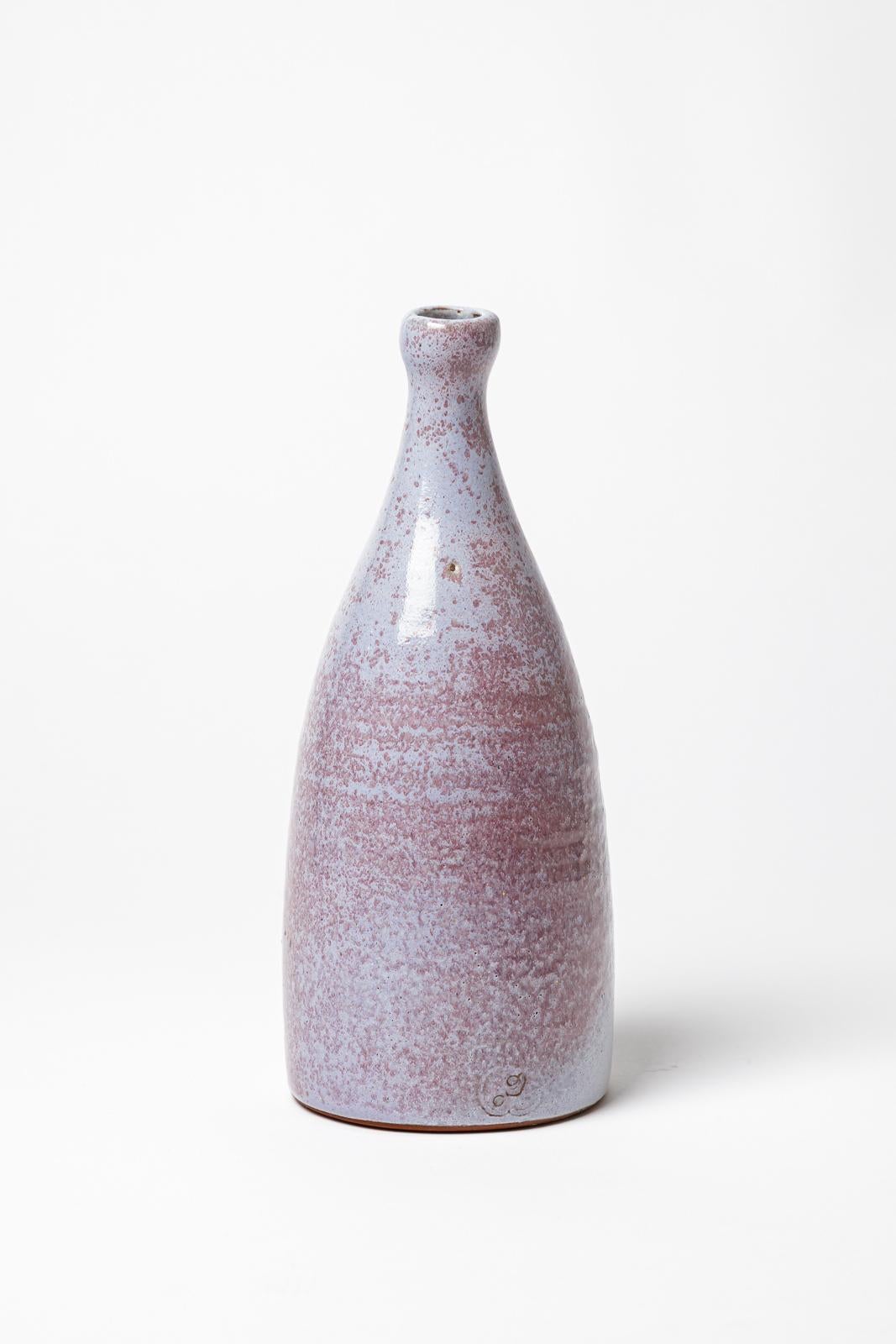 Flaschenvase aus glasierter Keramik von Jeanne et Norbert Pierlot, um 1960. (Moderne der Mitte des Jahrhunderts) im Angebot