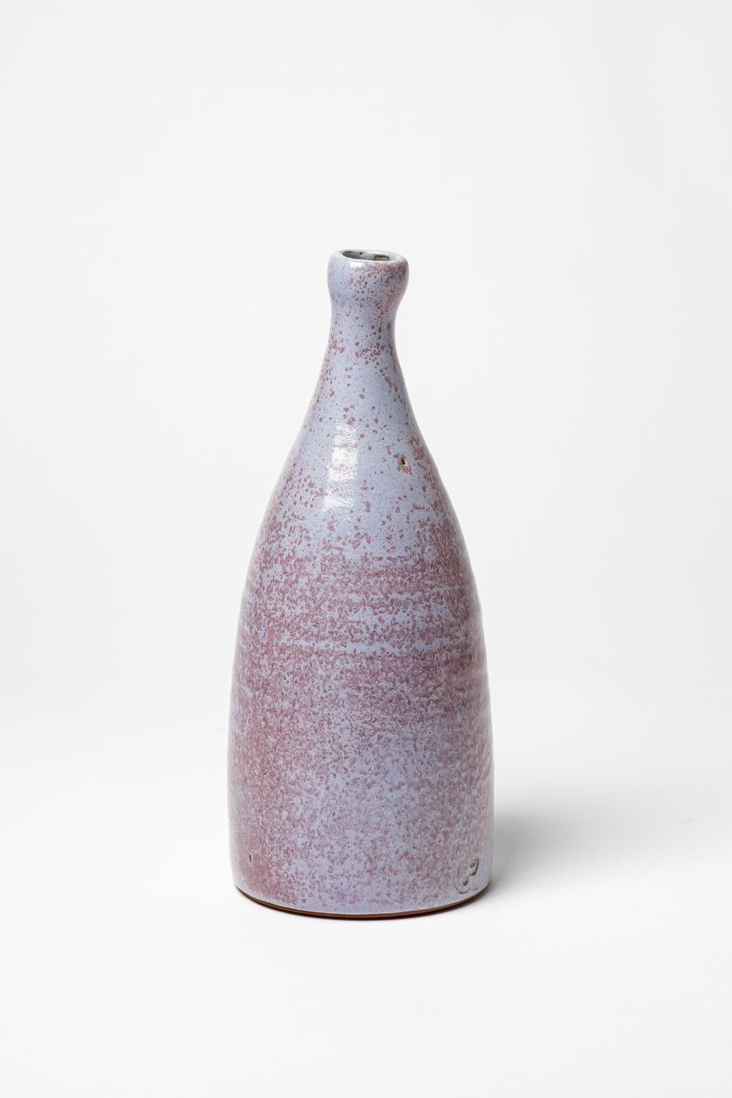Flaschenvase aus glasierter Keramik von Jeanne et Norbert Pierlot, um 1960. (20. Jahrhundert) im Angebot