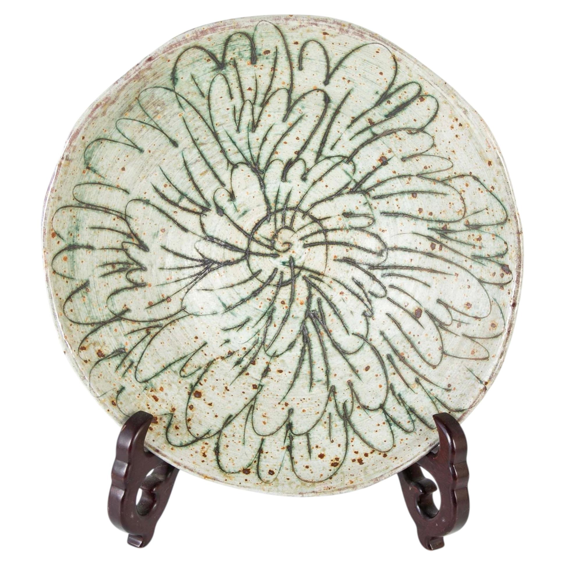 Glazed Ceramic Bowl by Makoto Yabe (b.1947-2005) 16.5 Inch Diameter