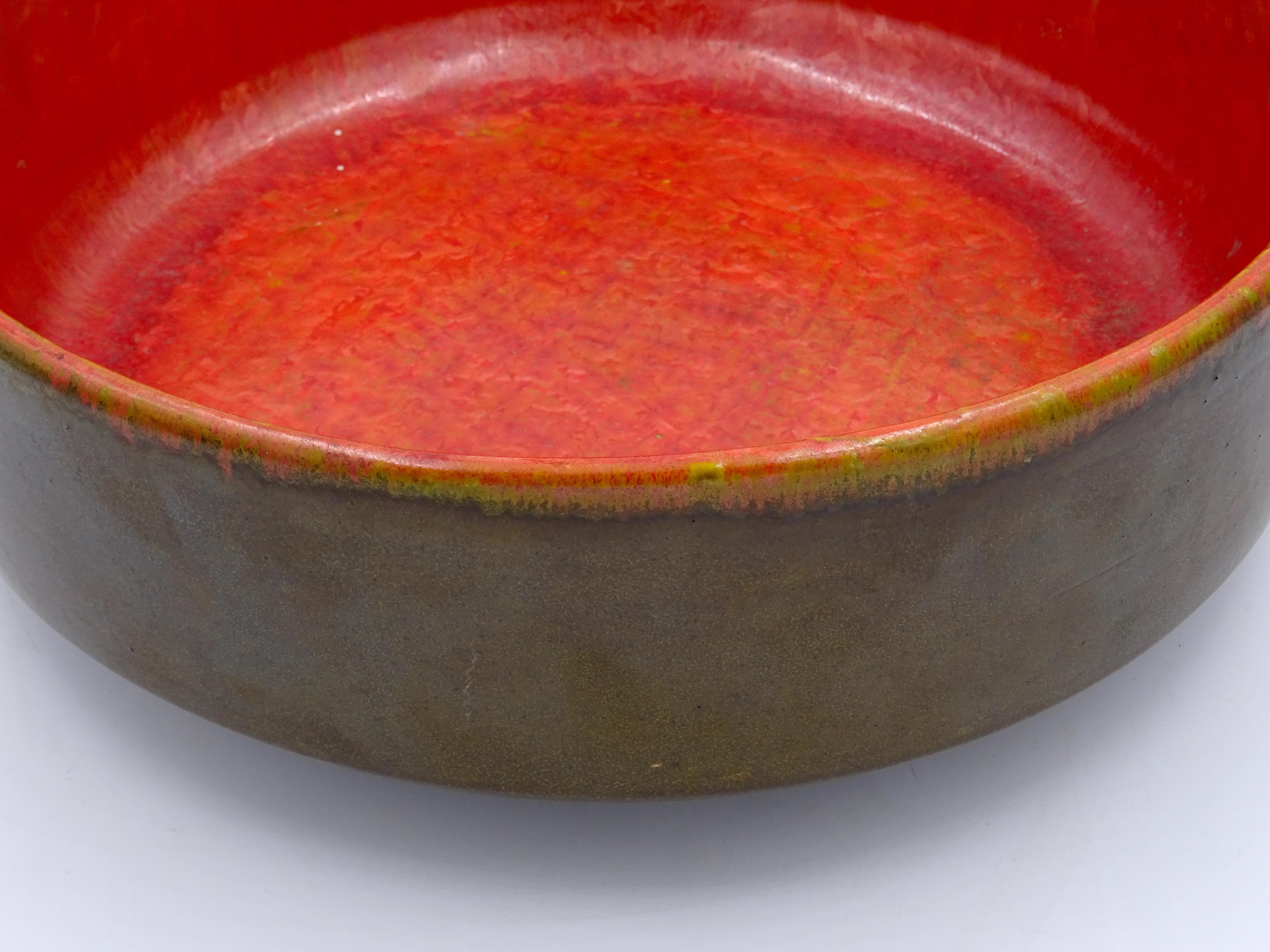 Modern Glazed Ceramic Bowl/Centerpiece, Alessio Tasca 1970s For Sale