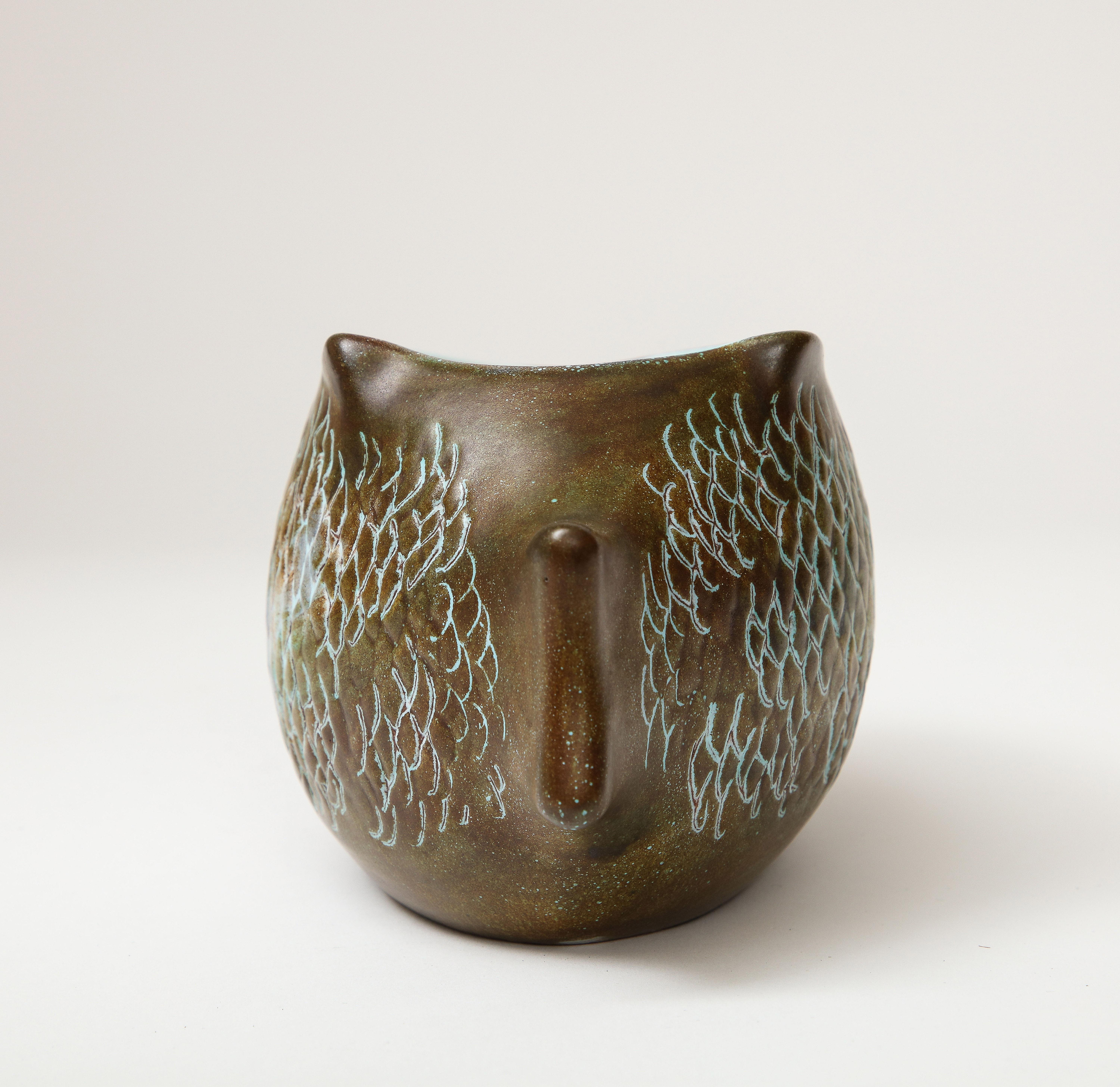 Magnifique bol en céramique émaillée en forme de poisson de Marcel Guillot.