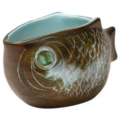 Glasierte Keramikschale in Form eines Fisches, Guillot, um 1960