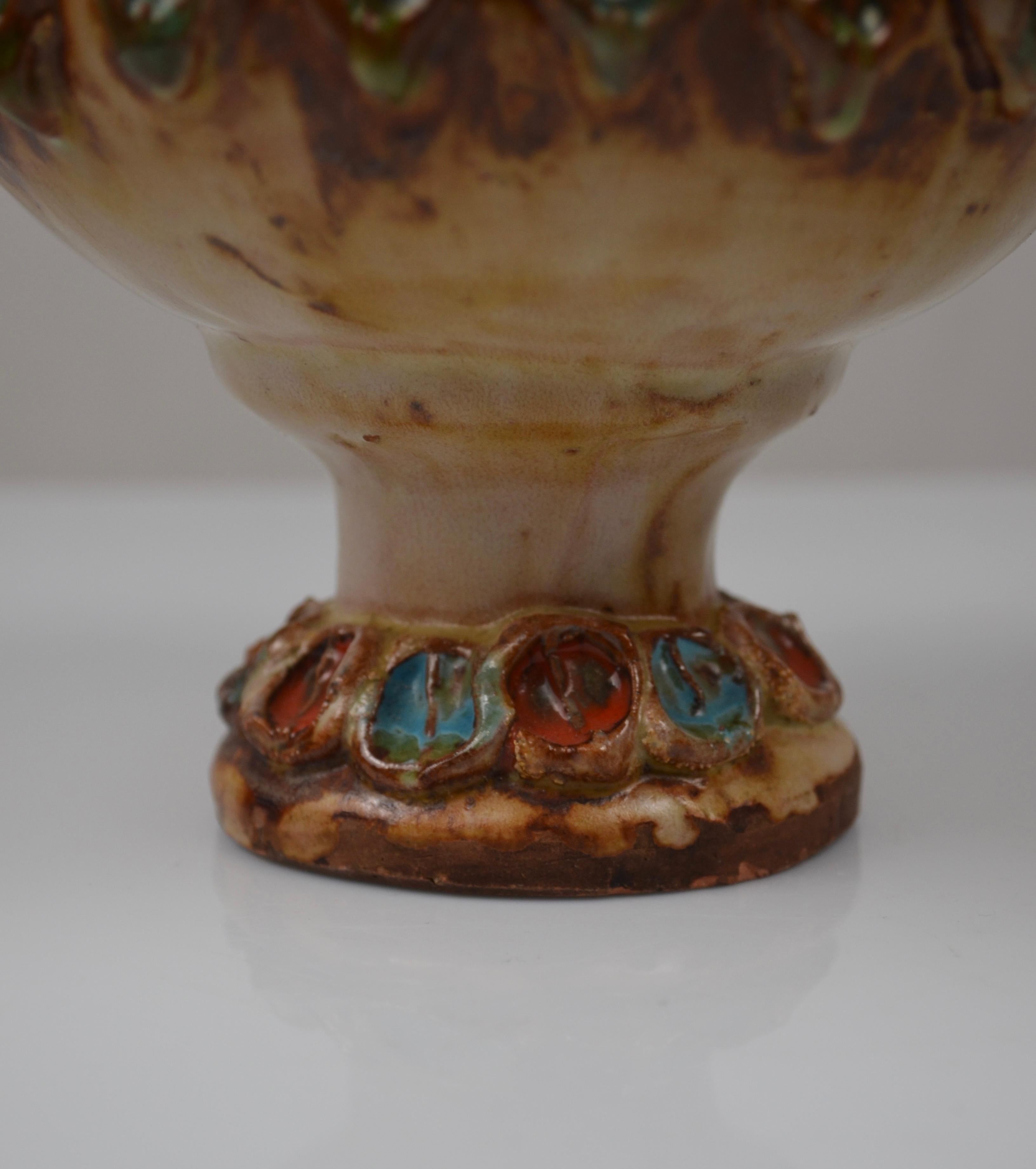 Bol en céramique émaillée avec cabochons multicolores par La Roue, France, années 1960 Bon état - En vente à Marinha Grande, PT