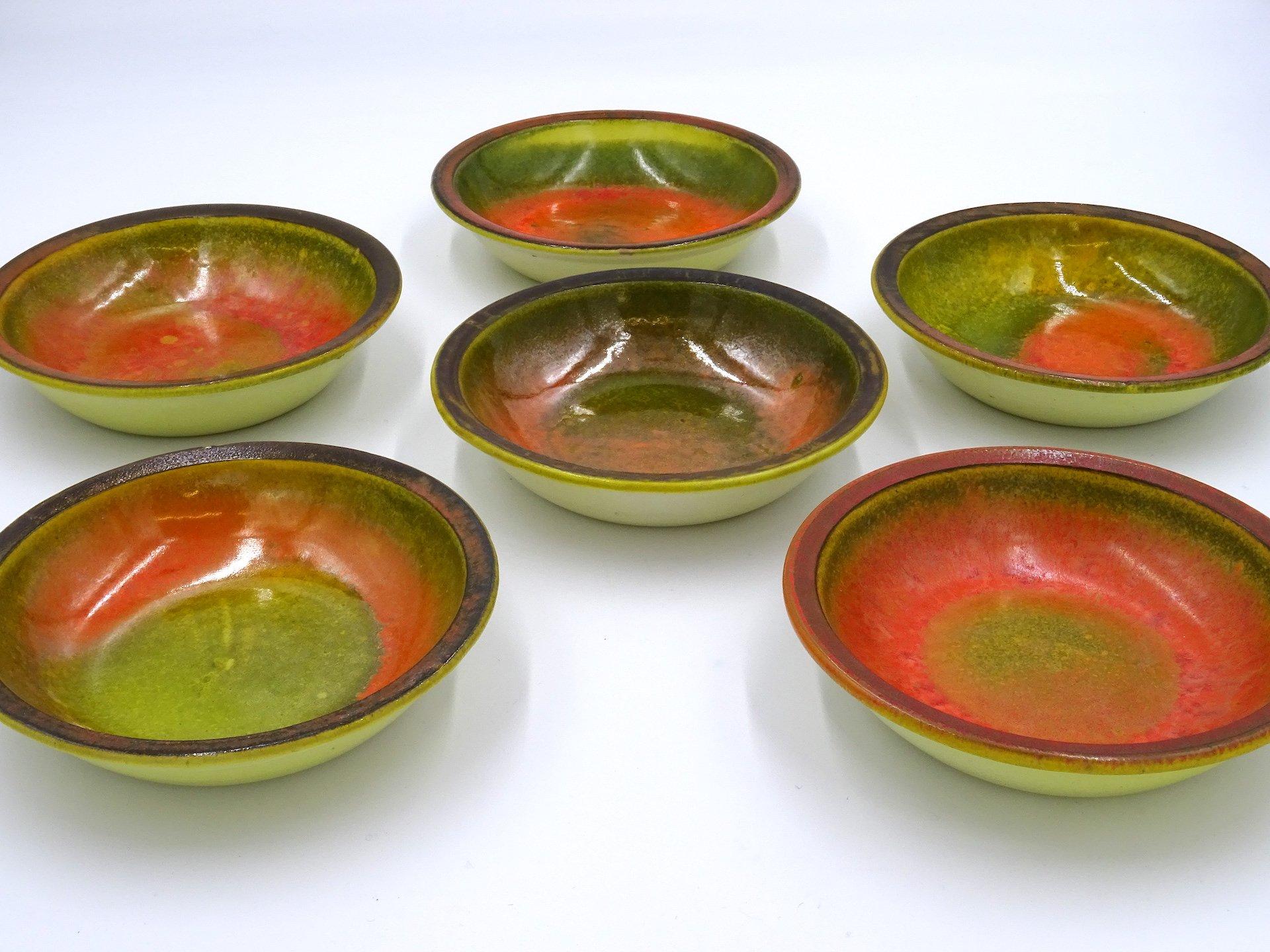 Glas glasierte Keramikschalen von Alessio Tasca, 1970er Jahre, 7er-Set im Angebot 4