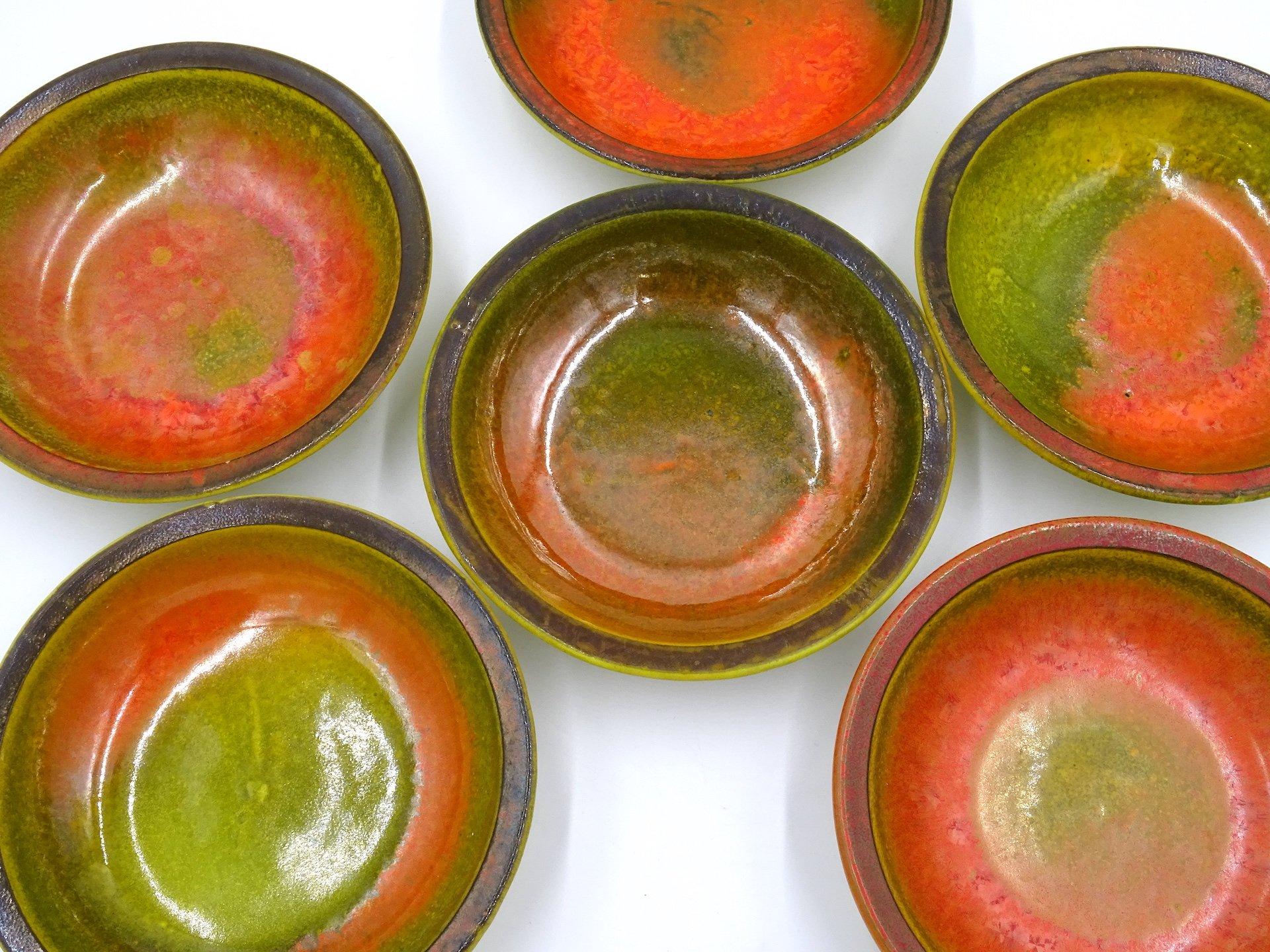 Glazed Ceramic Bowls by Alessio Tasca, 1970s, Set of 7 In Good Condition For Sale In Vicenza, VI