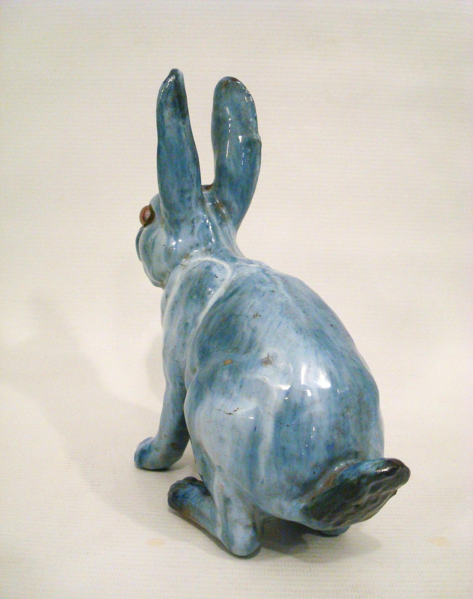 Sculpture de lapin en céramique émaillée, France vers 1930 Bon état - En vente à Buenos Aires, Olivos